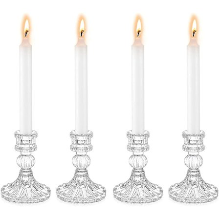 Krystal Glas Lysestager Sæt af 4 Dekorative Lysestager Klar Glas Lysestager Elegant