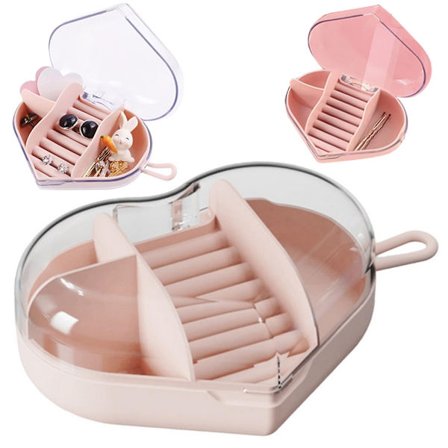 Smyckeskrin med transparant lock, perfekt för resor