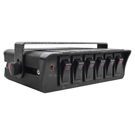 6-gang On/Off Rocker Switch Box med Rød LED-lys, 12-24v 80a Switch Panel Kompatibel med Bil