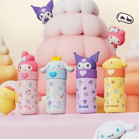 Sanrio Pom Pom Purin ruostumattomasta teräksestä valmistettu eristetty vesipullo 350ml Kuromi