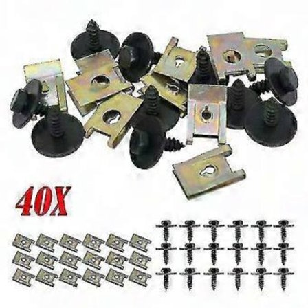 Pohjapanssarin kiinnikkeet 1/3/5/6 moottorin suojuksen kiinnikkeille, pultit, ruuvisarja