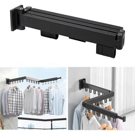 Foldable Indoor Laundry Clothes Drying Rack Aluminum, 3 Tier Wall Mount Foldable Clothes Rail, Clothes Drying Rack for Laundry Room, Bathroom, Living