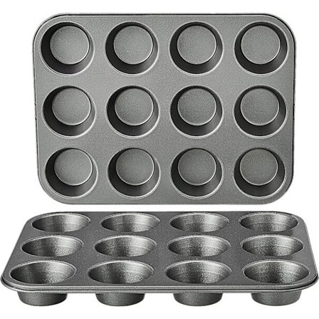 Sæt med 2 non-stick muffinsforme i kulstofstål