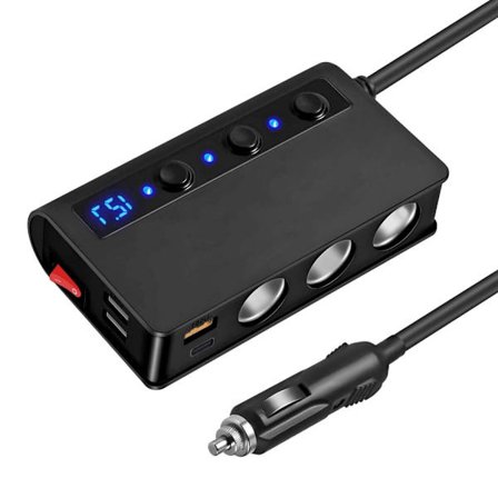7 i 1 Multiport USB-oplader med uafhængige kontakter Lighter Adapter Splitter Adapter 180W Opladningsadapter