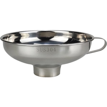 304 Rustfri Stål Tragt, Stor Køkkentragt med Bred Mund, Stor Diameter til Hjemmebrug, Gourmet Syltetøjstragt, Spisestue (Sølv, Stor)