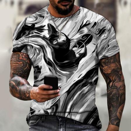 Män Abstrakt Print Toppar Kortärmad T-shirt