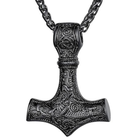 Viking Mjlnir Halsband Wolf Tooth Chain Rostfritt Stål Kedja Trailer