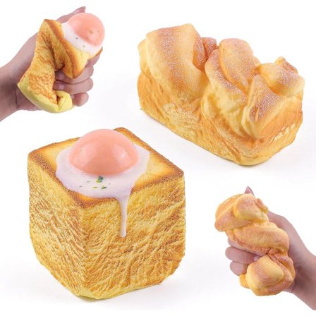 2-delt brød Squishies-sett – Duftende sakte sprettskum – Stressreduserende fidget-leke for barn/tenåringer/voksne