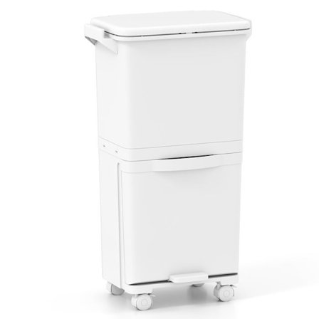 COSTWAY 36L Roska-astia - 3 Irrotettavaa Lajittelukoria, Lajittelu, 2 Lukittavaa Hiljaista Pyörää, Moderni Beige