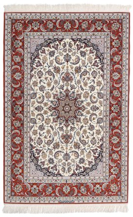Alfombra Oriental Isfahan Urdimbre De Seda Firmada: Entashari 159X230 Beige/Gris (Lana, Persia)