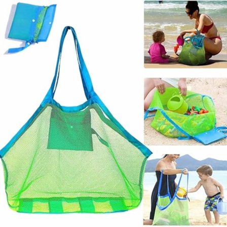 Ekstra Stor Strandveske i Mesh - Sandfri Leke Håndkle Organizer for Leker Marked Dagligvarehandel Piknik