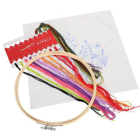 DIY Broderikit Blomma Korsstygn Oavslutad Handarbete med 20cm Hoop Ram för Nybörjare Heminredning Typ 2