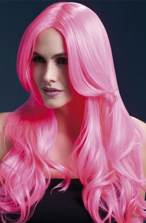 Khloe Peruk Neonrosa 66cm - Partyninja.se