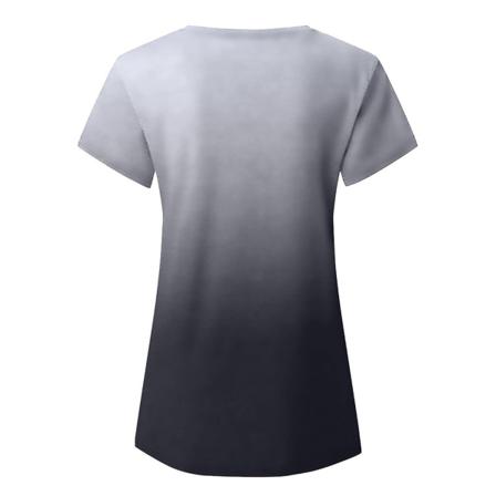 Kvinnlig Gradient T-shirt V-ringad Streetwear Kort Ärm Sommar