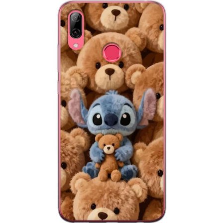 Kompatibelt Mobildeksel til Huawei Y7 (2019) Stitch omgitt av brune teddybjørner med en liten teddybjørn i fanget i en søt og koselig kawaii-design