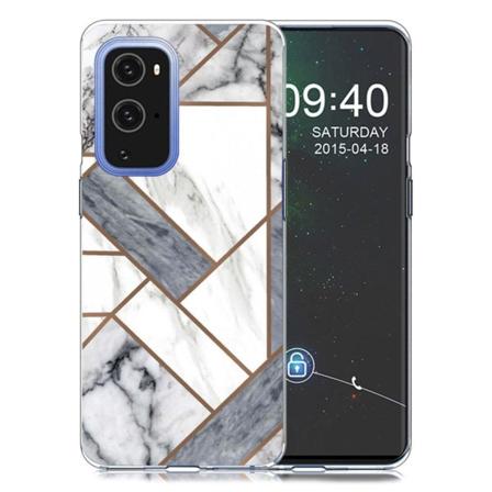 Marble design OnePlus 9 Pro kotelot - Harmaa / Valkoinen Marmori Laatta Silver grey