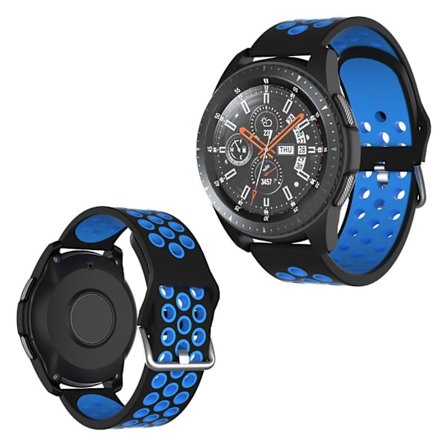 Samsung Galaxy Watch (46mm) / Gear S3 / S3 Frontier klockarmband i silikon med två färger - Svart / Blå
