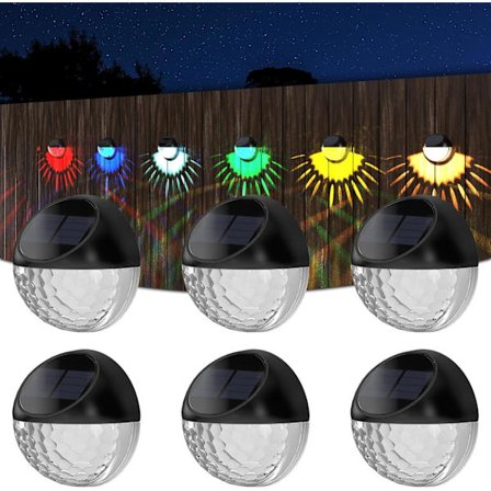 Utendørs solcellelampe 6 Utendørs solcellelys IP65 Vanntett solcelle utendørsbelysning Auto På Av Solcelle utendørs hagelampe Farget RGB-lys