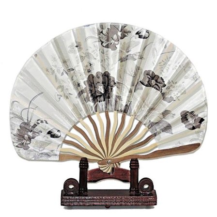 Viuhka - Simpukankuoren muotoinen aaltoileva [Ruskea] - Mustavalkoinen