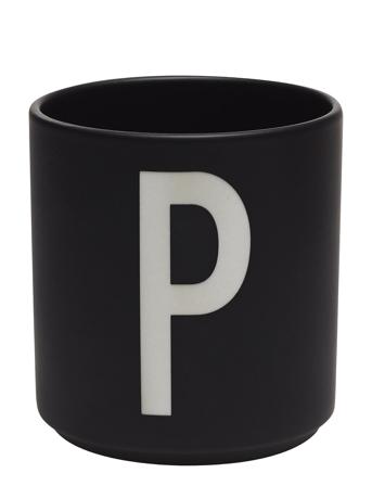 Black Porcelain Cups A-Z Black Design Letters