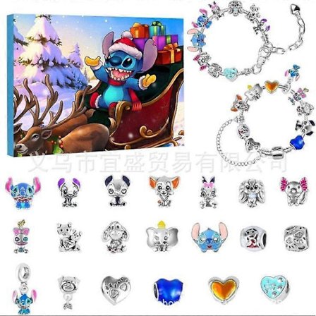 Stitch Mickey Disney Joulukalenteri Rannekorut 24 Päivän Laskuri DIY Korujen Valmistuslelu Lapsille_Kvalitetsgåvor