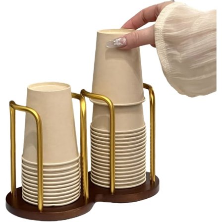 Træ Badeværelse Kopholder 3oz-12oz, Stilfuld Valnød Engangskop Dispenser, Plastik Mundskyl Kop Opbevaringsorganisator til Kopper (Under 3.35in 