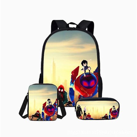 Spiderman Primary And Secondary School Theme School Bag 3-piece Set Computer Bag Messenger Bag Pencil Case