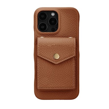 Fodral för iPhone16promax brun utan snodd läder stor kapacitet plånbok crossbody anti fall