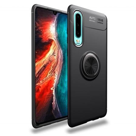 Huawei P30 Praktisk Stöttåligt Skal Med Ringhållare V3 Svart