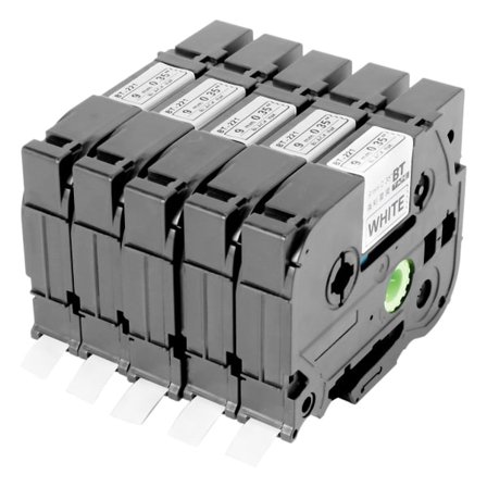 5 kpl Tze-221 9 mm musta valkoisella Tze221 Tz221 Tze 221 -teippi Brother P-touch -etikettitulostimille L