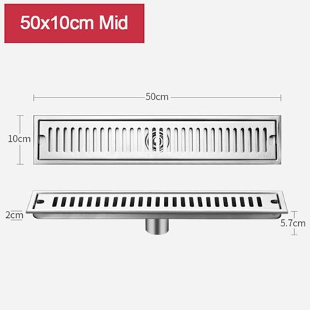 20-50cm Dusj Gulvsluk Baderom Vask Sil 50X10CM MID