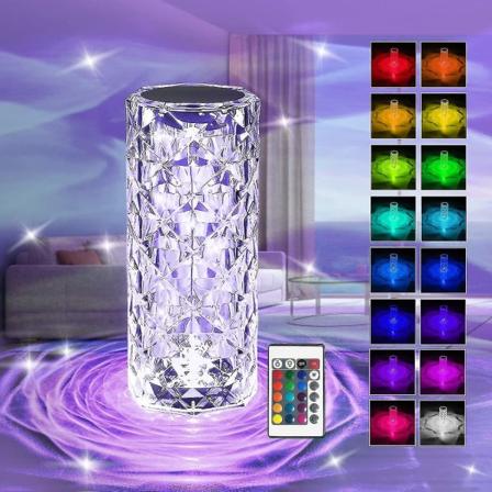 Himmennettävä kristalli pöytälamppu 16 väriä rgb kaukosäädin ladattava pöytälamppu USB-latausportti Ystävänpäivä kristallilamppu elämään