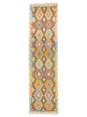 Kelim Afghan Old Stil Teppich Orientalischer Läufer Orange/Dunkelgrau (Wolle, Afghanistan)