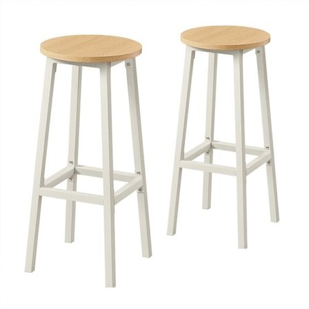 Barstolar med metallram och fotstöd 2-pack Ek/Vit