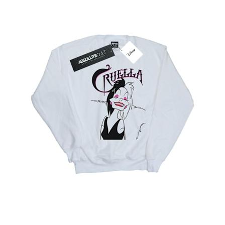 Disney Dam/Kvinnor Cruella De Vil Evil Smile Sweatshirt S Vit White S