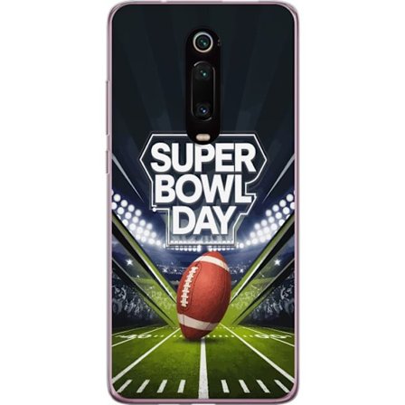 Yhteensopiva Puhelinkuori Xiaomi Mi 9T Pro Super Bowl Day juliste, jossa amerikkalainen jalkapallo valaistuksella varustetulla areenalla dramaattises