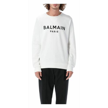 Balmain Stickat Yh0Jq005Bb65 vit, Herr Tröjor, Herr, Storlek: S