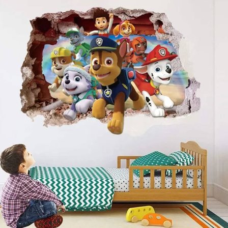 Paw Patrol 3D Veggdekor Soverom, Paw Patrol, 3D Veggdekaler, Pa