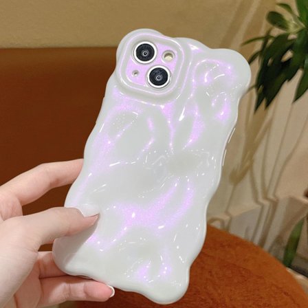 Kotelo iPhone 15:lle, söpö yksivärinen kihara aaltomainen muoto iskunkestävä TPU-puskuripuskuri