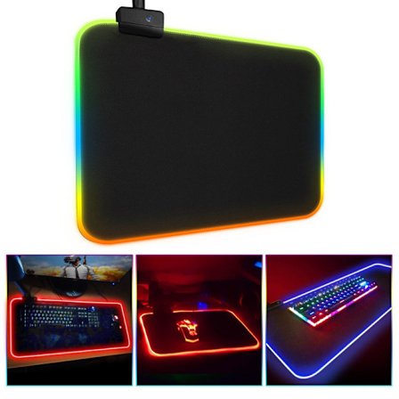 Gaming Musemåtte med LED-lys - 30x25cm - RGB Sort