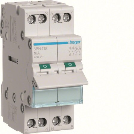 Hager SBN416 Strömställare 4-polig, med 0 (off)-läge 16 A, Elfördelning & strömförsörjning