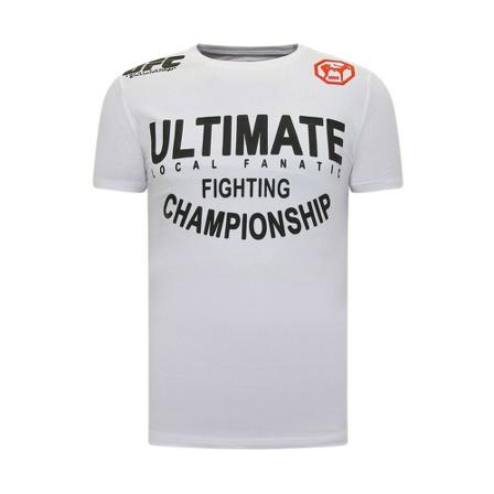 Local Fanatic T-Shirt Med Tryck UFC Ultimate vit, Herr, Herr, Storlek: M