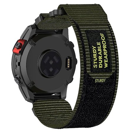 Nylonarmbånd med borrelås for Garmin Fenix 7X/7X Pro/Instinct 2X/QuickFit 26 mm - Armégrønn Turquois_qcx