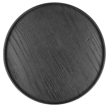 Rund Træmad Frugt Serveringsbakke Tallerken 27cm Sort til Hjemmekøkken Hotelbrug