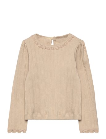 En Fant T-Shirt Ls Pointelle - Beige - 110