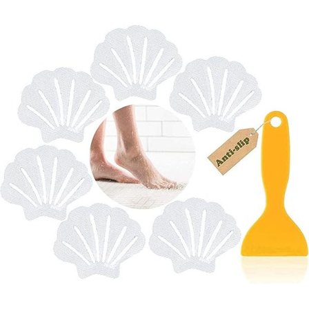 Transparent sklisikker klistremerke skallform (6 stk, transparent farge), sklisikker dusjmatte dusjklistremerke transparent ikke-slipende tekstur baby