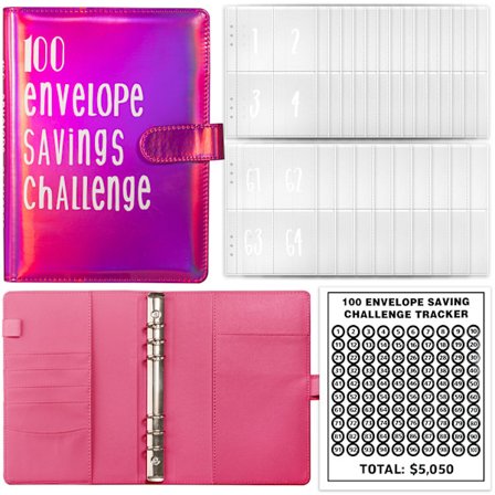 100 Kirjekuoren Haaste: 100 päivän haaste pariskunnille tallettaa rahaa kirjekuoriin ja irtolehtikansioihin, jotka sisältävät käteistä.