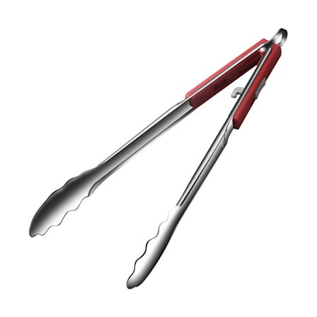 304 rostfritt stål matpincett, köksredskap med tandade grillpincett, biffpincett, multifunktionella matpincett (12 tum plommonblomma pincett (röd