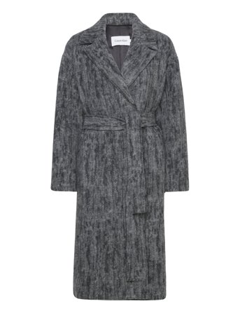 Calvin Klein | Boiled Wool Belted Wrap Coat | 40