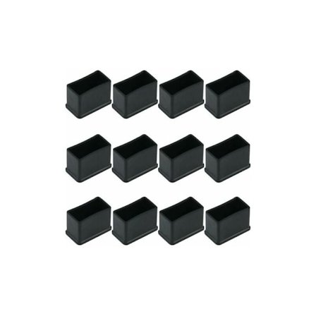 12-pack rektangulära bord- eller stolsbenskydd i gummi, svart, 15 x 30 mm, STOL